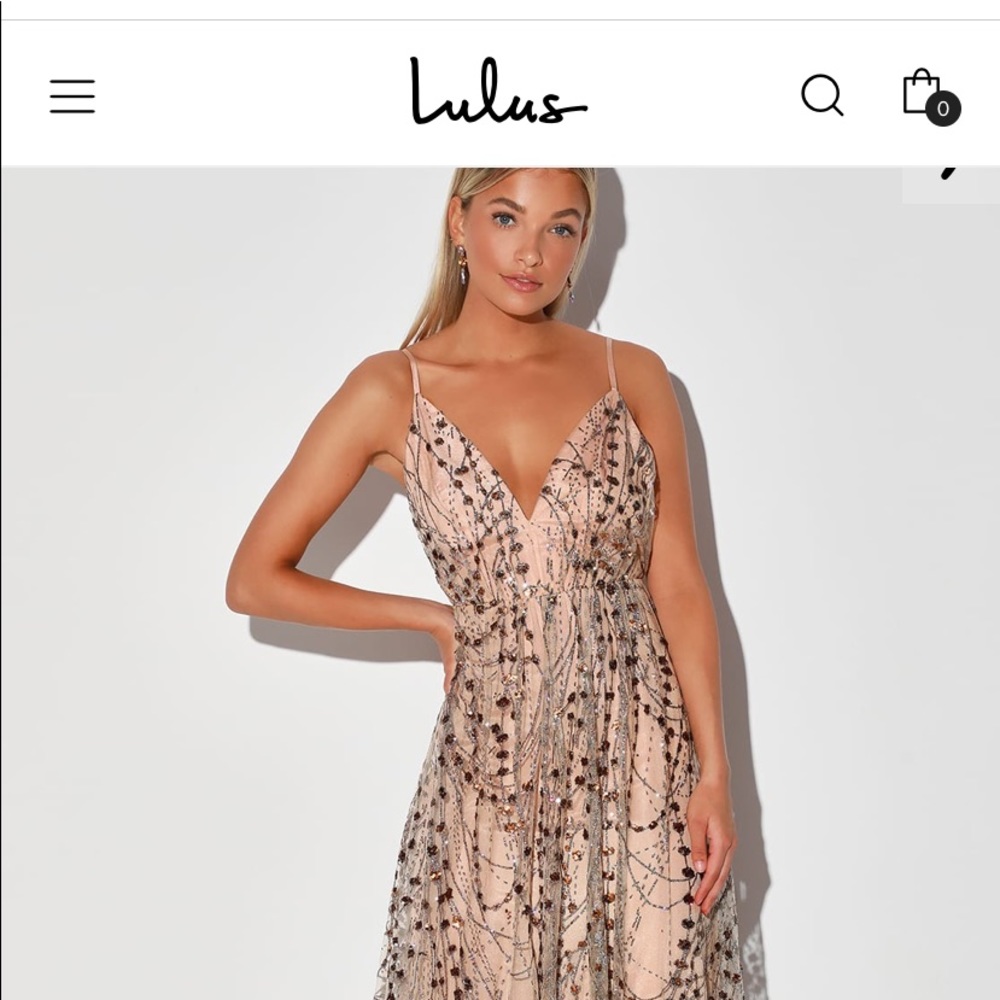 Lulus champagne colored evening gown